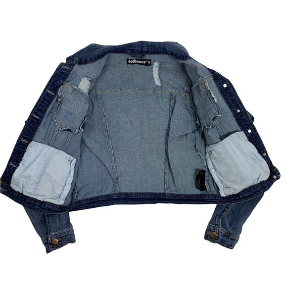 dollhouse Denim Jacket Medium Junior Distressed - Picture 7 of 7
